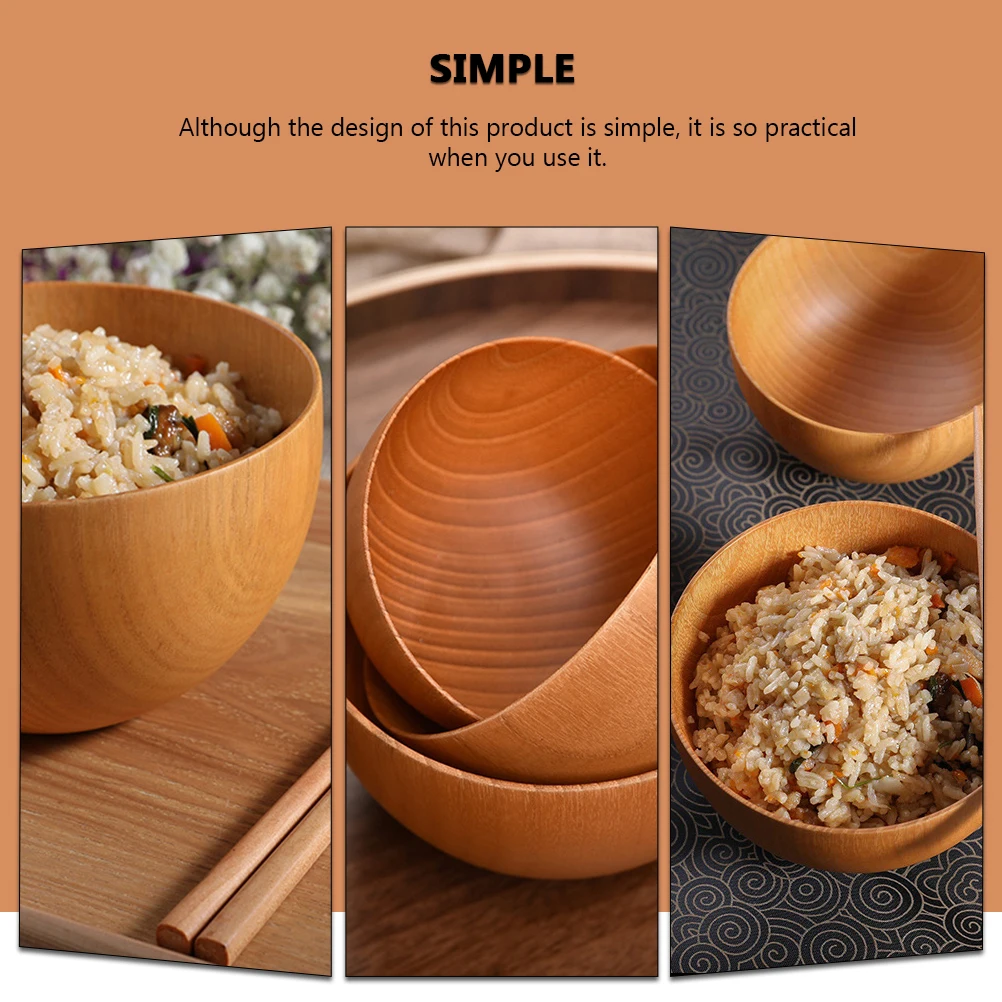 

Natural Rice Japanese Style Food Bowl For Kitchen Home Family Use Wood Salad Soup Bowl Kitchen Supplies Decoration Wood Bowls