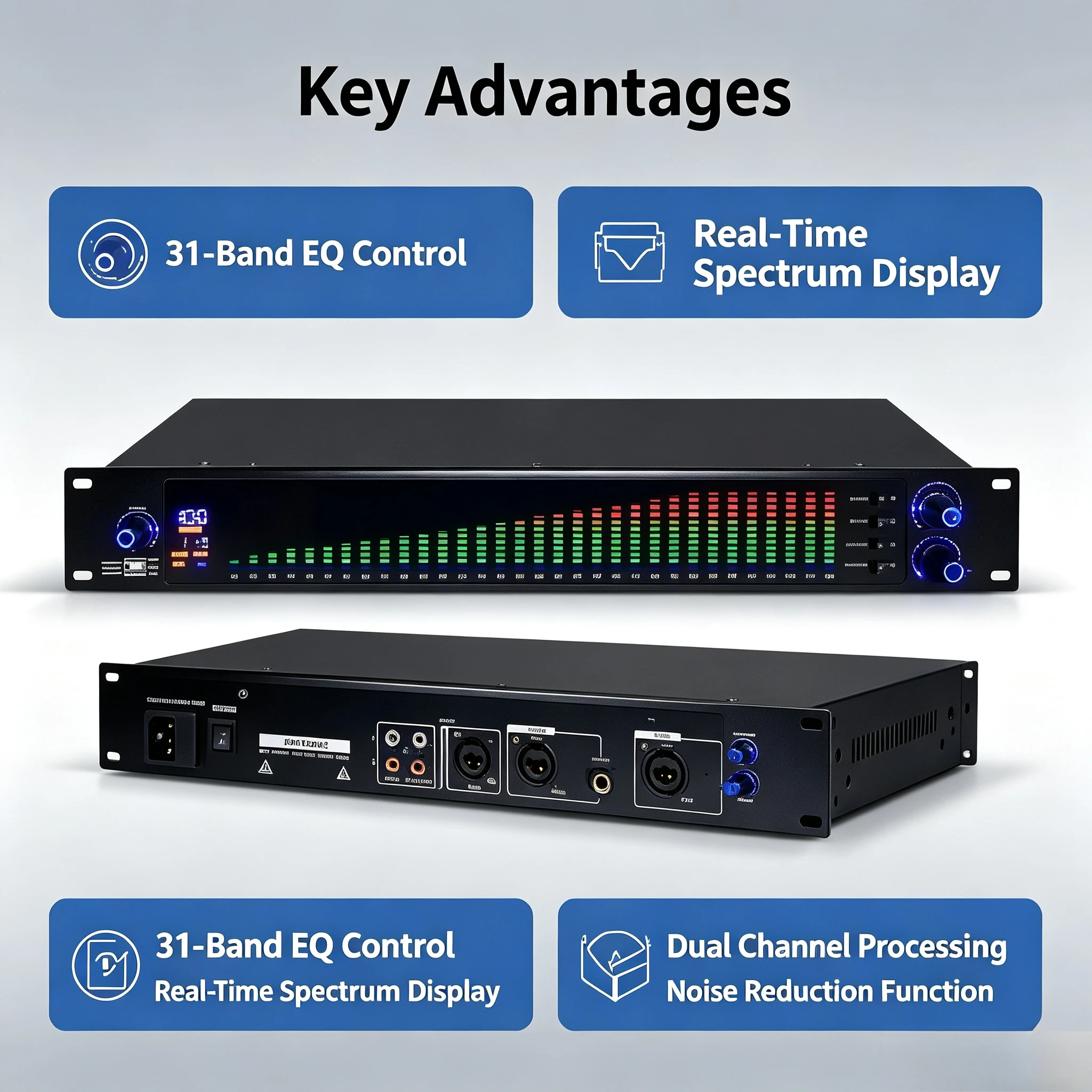 High‑End 31‑Band Audio Equalizer, Pre‑Effect Processor, Professional Stereo Sound Controller for Stage Performance, Home Karaoke