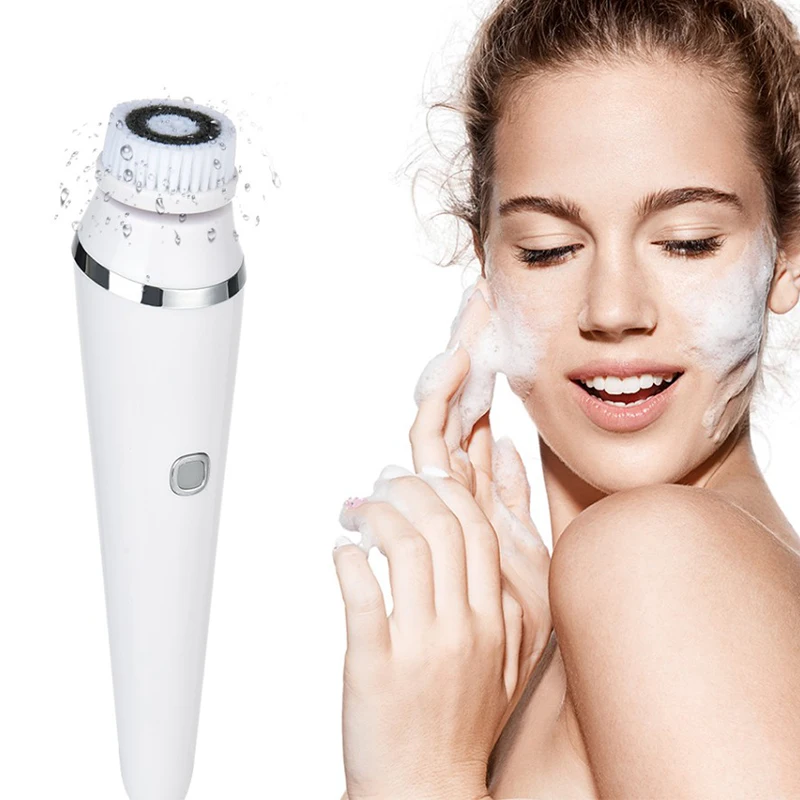 Cepillo de limpieza Facial eléctrico, limpiador y masajeador de silicona portátil para el cuerpo, cepillo de limpieza Facial vibratorio sónico
