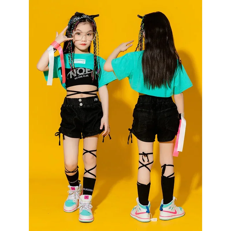 

Детское платье для джазовых танцев, модная модель, костюм с открытым пупком, танцевальные костюмы в стиле хип-хоп для девочек, уличная одежда для подростков, наряды для выступлений; 6 дюймов