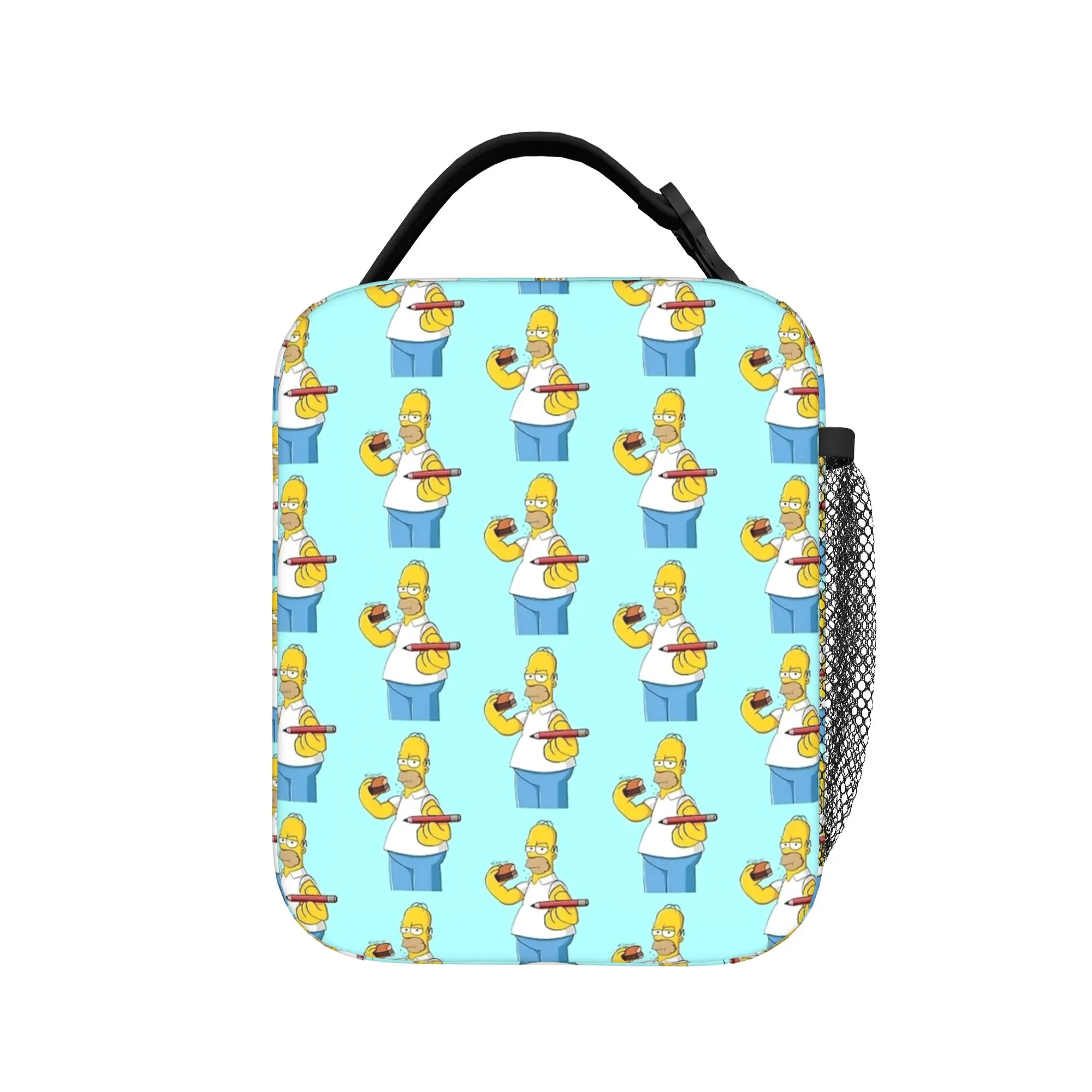 Homer S-Simpsons Says Pick It Up Lunch Bag  Kawaii Lunch Box For Child School Portable Cooler Bag Design Thermal Tote Handbags