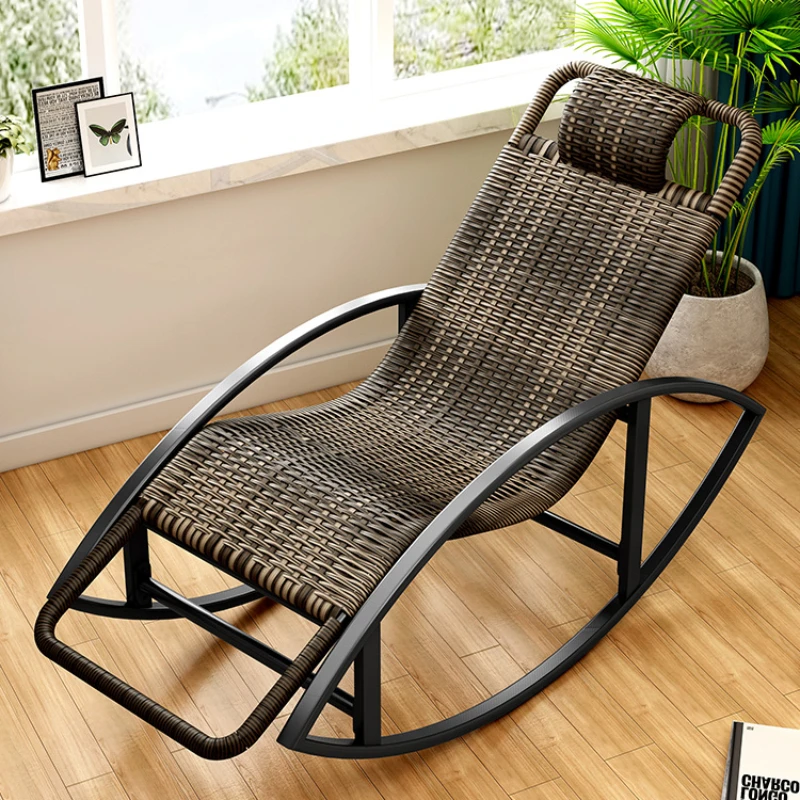 

Rocking chair Lazy recliner Outdoor lunch break Garden rattan chair Sleeping happy chair