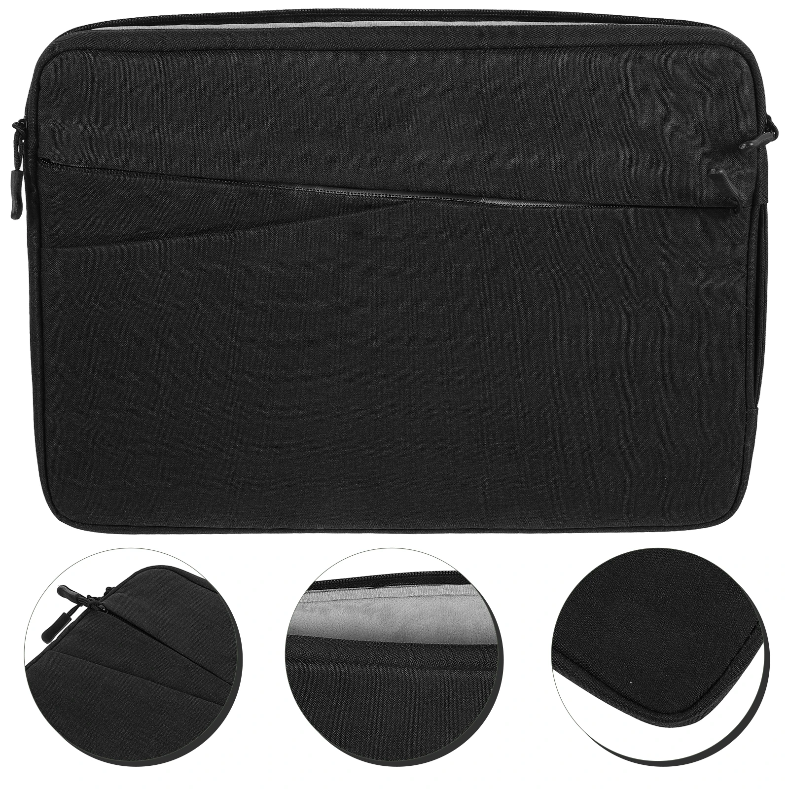 

1PC 14.1 Inch Laptop Carrying Case Black Polyester Portable Sleeve Bag Handle for Travel Students Multiple Pockets for Women