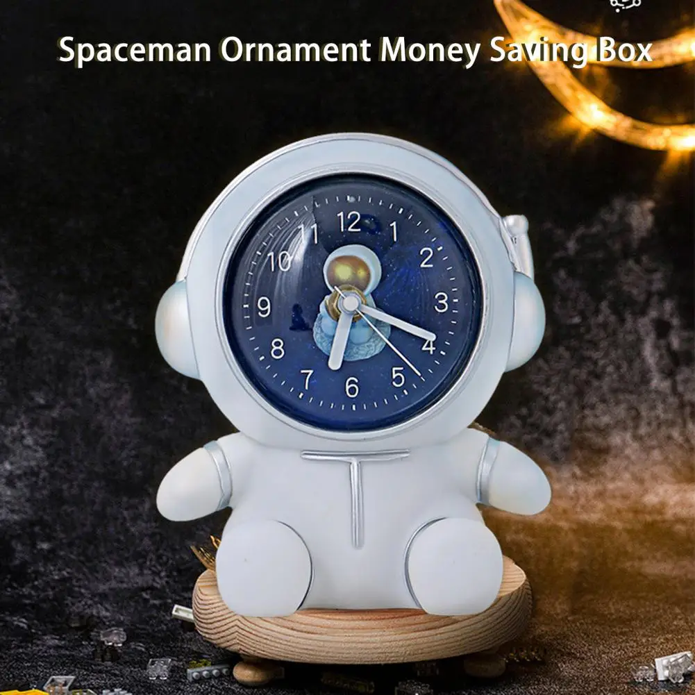 Astronaut Alarm Clock Dual Use Money Bank Astronaut Piggy Bank Money Saving Pot Home Decoration Money Saving Jar