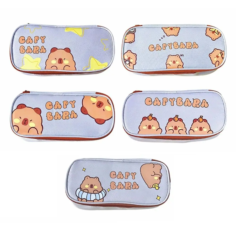 Oxford Stationery Storage Bag Large-capacity Multi-function Stationery Organizer Portable Cartoon Capybara Pencil Box