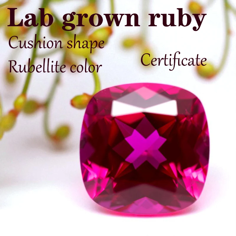 

Lab Grown Ruby Cushion Shape VVS1 Rubellite Color for DIY DIY Ring Earrings Main Materials Certificate Factory Wholesale Price