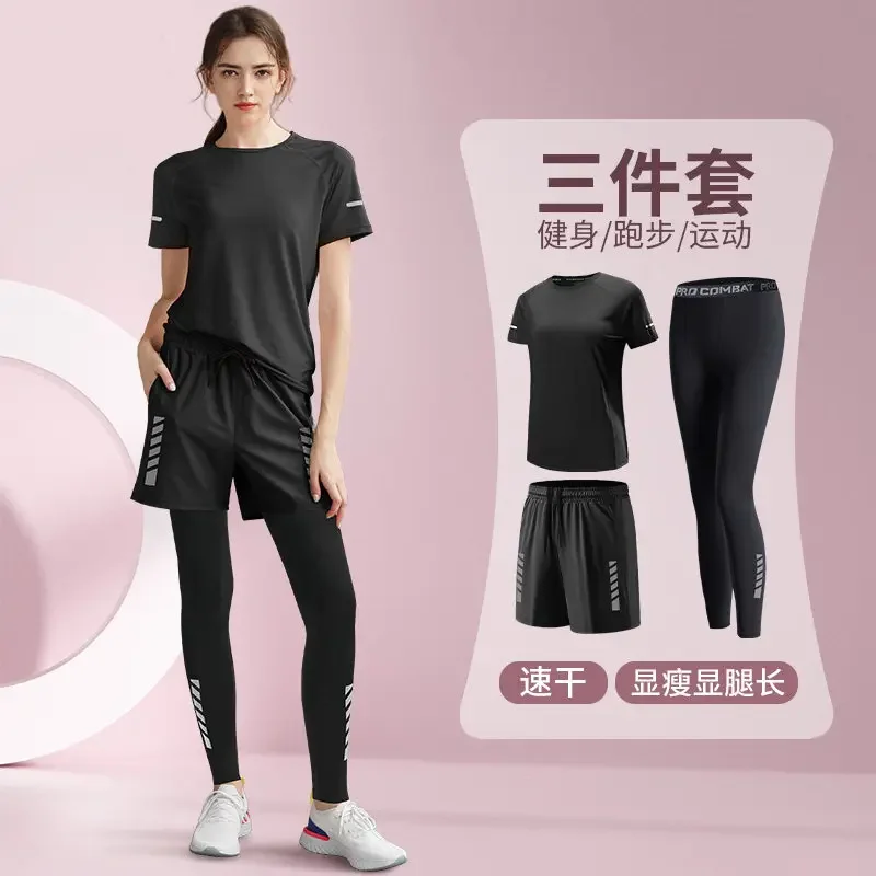 

Женский летний комплект для бега – Новая быстросохнущая футболка свободного кроя и шорты, спортивная одежда больших размеров для тренировок в зале