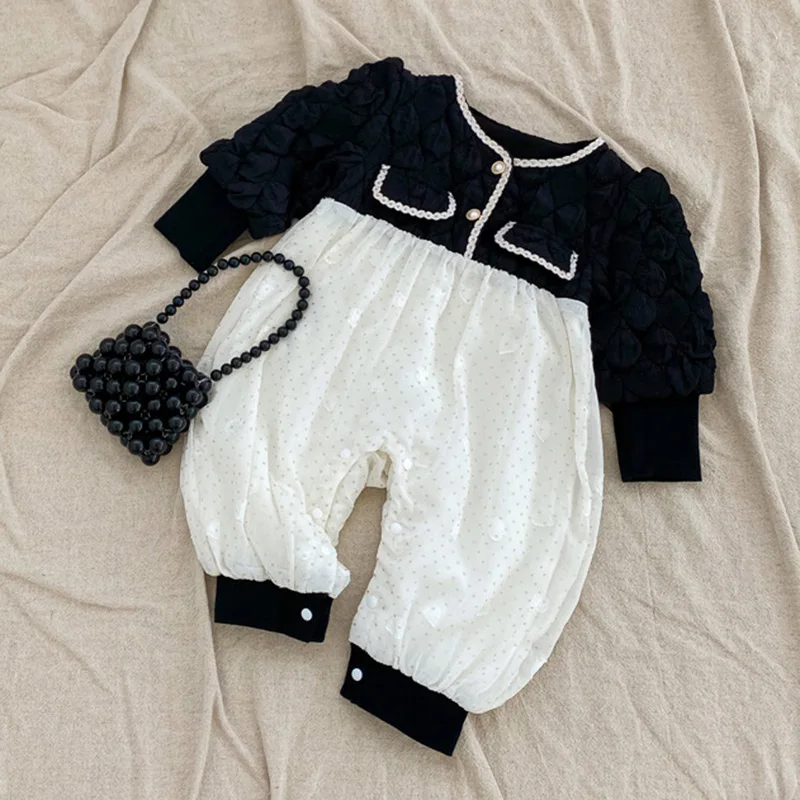 Autumn Spring 0-24M Infant Baby Girls Clothing Set Long Sleeved Cotton Jumpsuit+Pants Toddler Baby Girl Clothes Suit