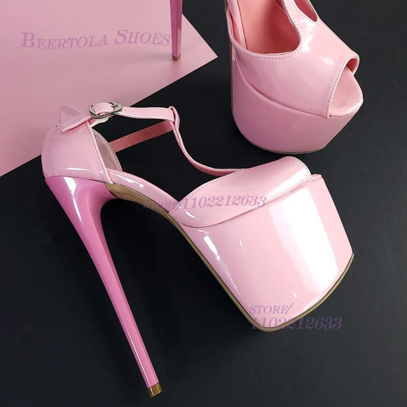 Light Pink Cute Girls Platform Stiletto Sandal Peep Toe Woman Strap Summer Dance Pump 6/7/8 Inch Custom Sugarbaby Hot Chick Shoe