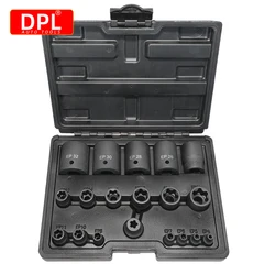 External Torx Plus Socket Set 6 Point EP Socket EP4, EP5...EP11, EP12...EP32 with 1/2'' 3/8'' 1/4'' Dr E-Torx Plus Socket 19pc