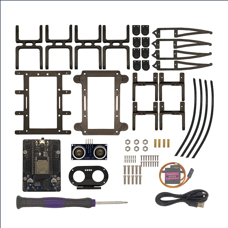 Robot d'araignée quadrupède biominétique QUADBOT-TAD pour Ardu37, Jouets de codage de robots programmables graphiques 12-DOF, Analyste d'assemblage de bricolage