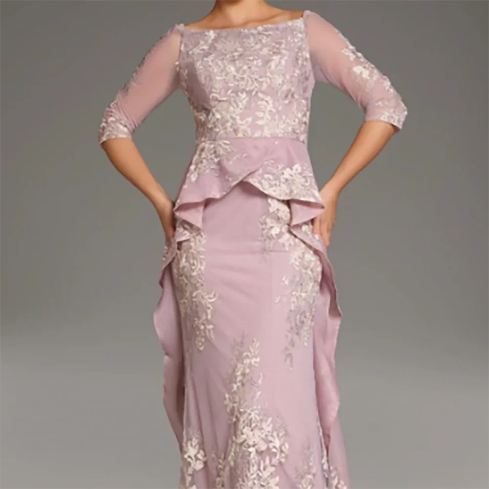 클래식 오-넥 Appliquins 레이스 계층화 된 인어 신부의 어머니 웨딩 드레스 신부 가운 맞춤형