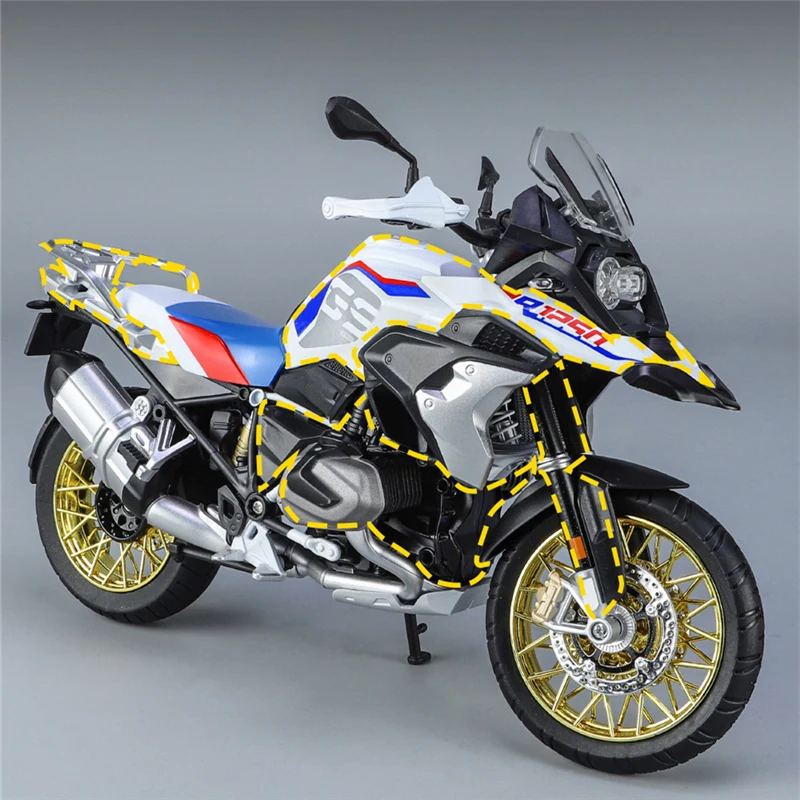 Moto de course en alliage moulé sous pression R1250 GS ADV, moto de sport de rue, modèle de simulation avec lumière, collection de jouets pour enfants, cadeau, 1/9