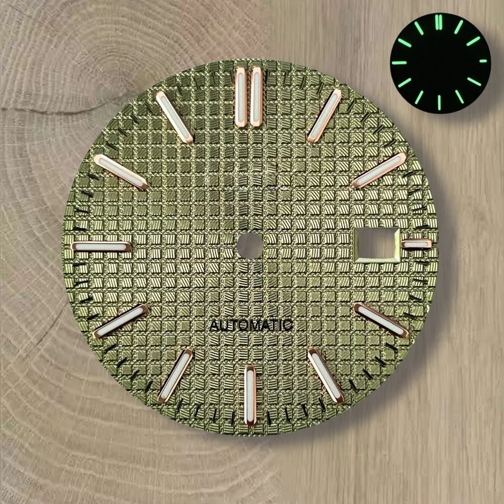 31.8mm S Logo Oak Dial Fit NH35 Automatic Movement Green Luminous High-Quality Watch Modification Accessories