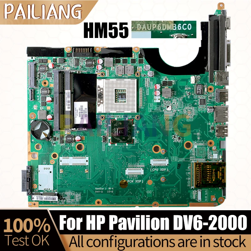 

Материнская плата для ноутбука HP Pavilion DV6-2000, материнская плата DAUP6DMB6C0 580978-001 HM55, полностью протестированная