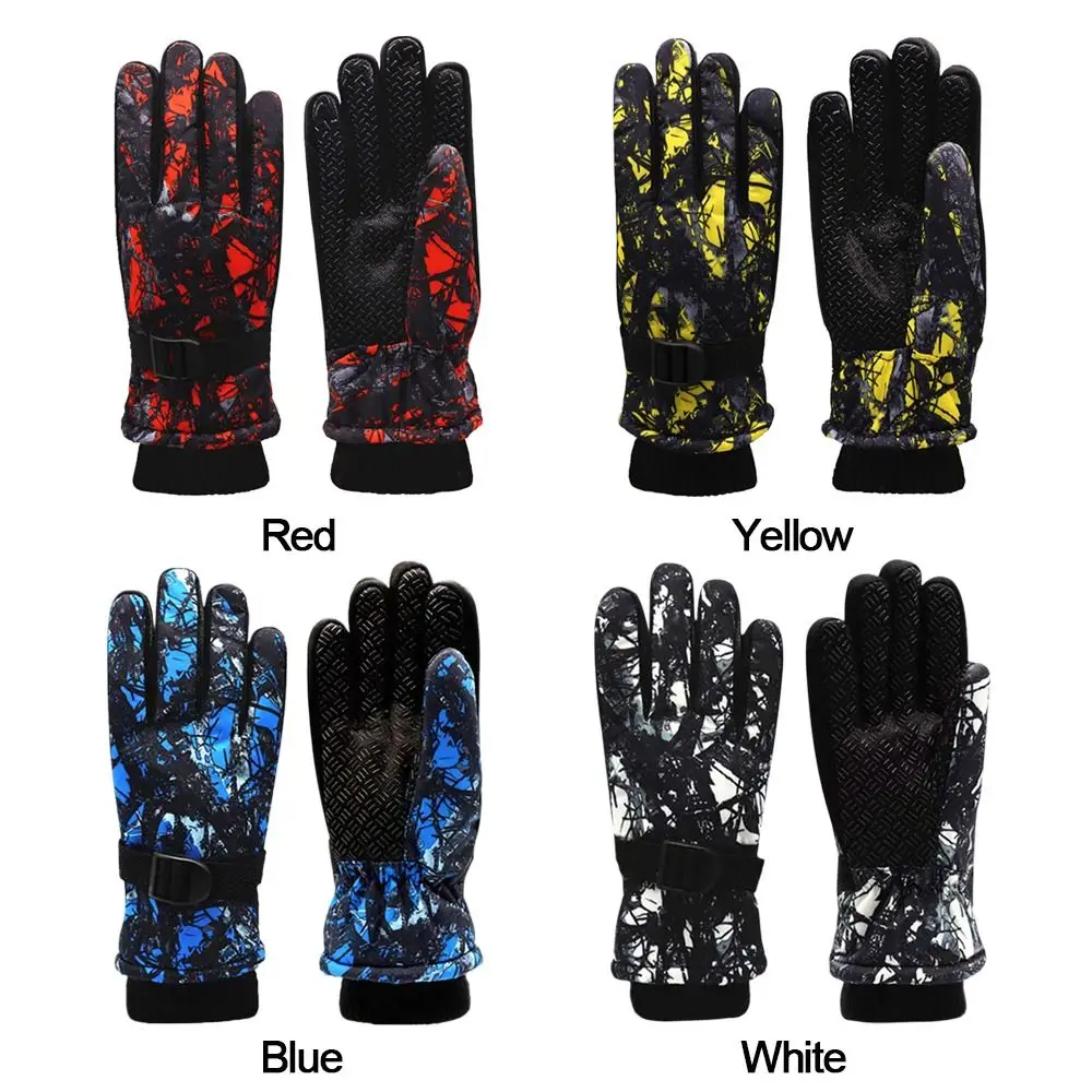 Printing Children Ski Gloves Keep Finger Warm Waterproof Thicken Mittens Winter Snowboard Snow Kids Gloves for Boys Girls