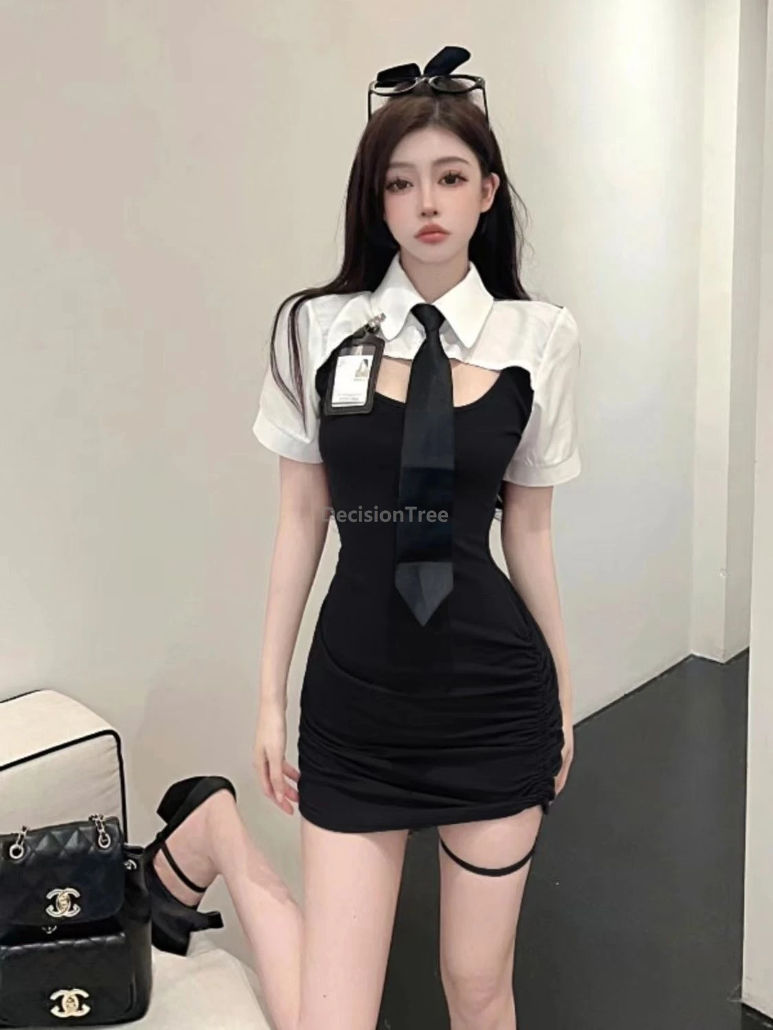 Summer korean style jk uniform fashionable temperament academy style school costume slim sexy girls campus daily dress