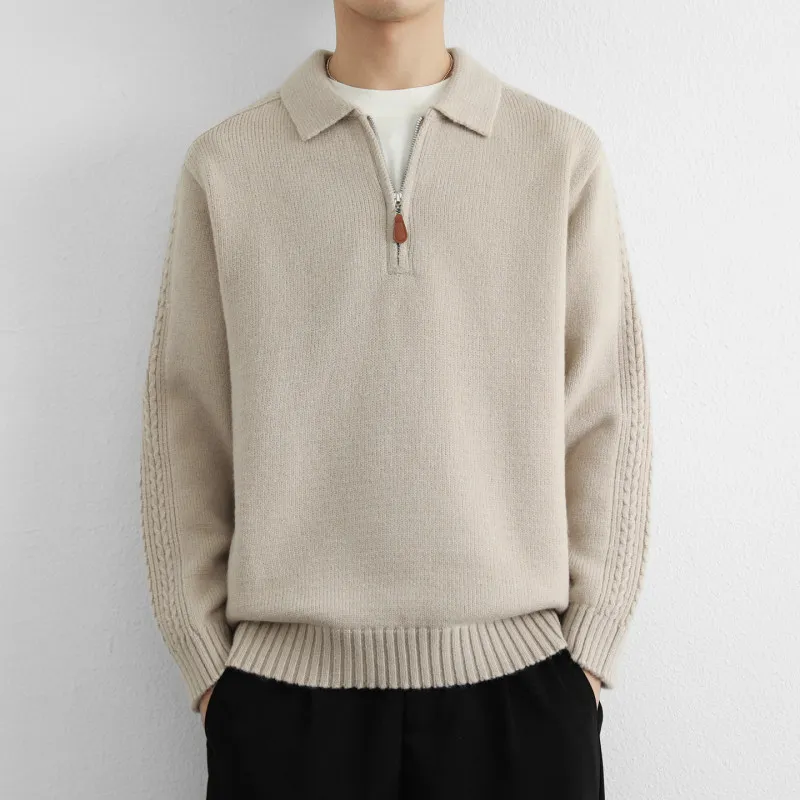 

Faionable f-Zip Knitwear Pure Color Simple Sle for Teens Autumn Winter Collar Warm Breathable Long Sve Sweater