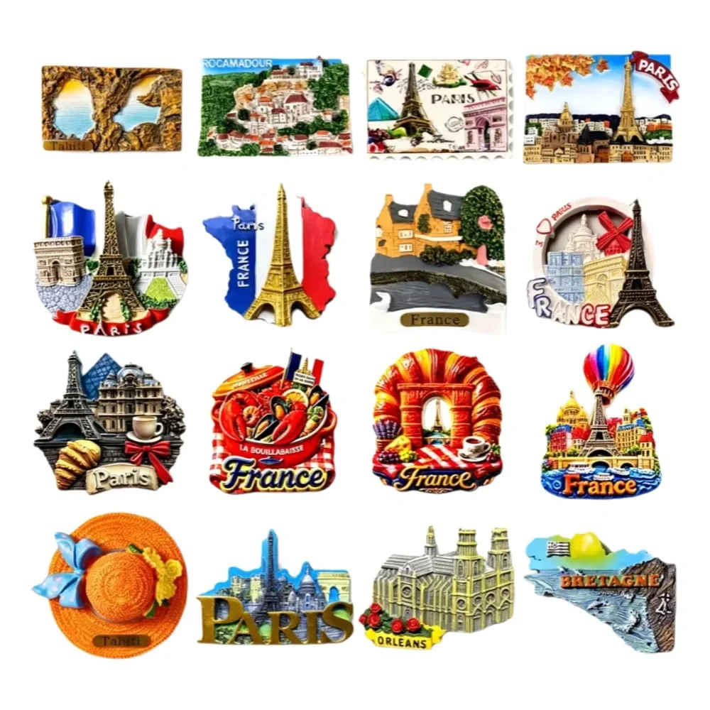 Paris France 3D Resin Fridge Magnet Eiffel Tower Landmark Travel Souvenir Refrigerator Sticker Home Decor Gift