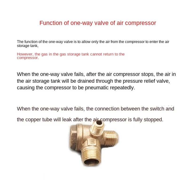 Small air pump for air compressor,oil-free machine,piston type direct connection accessory one-way valve, check valve, three-way