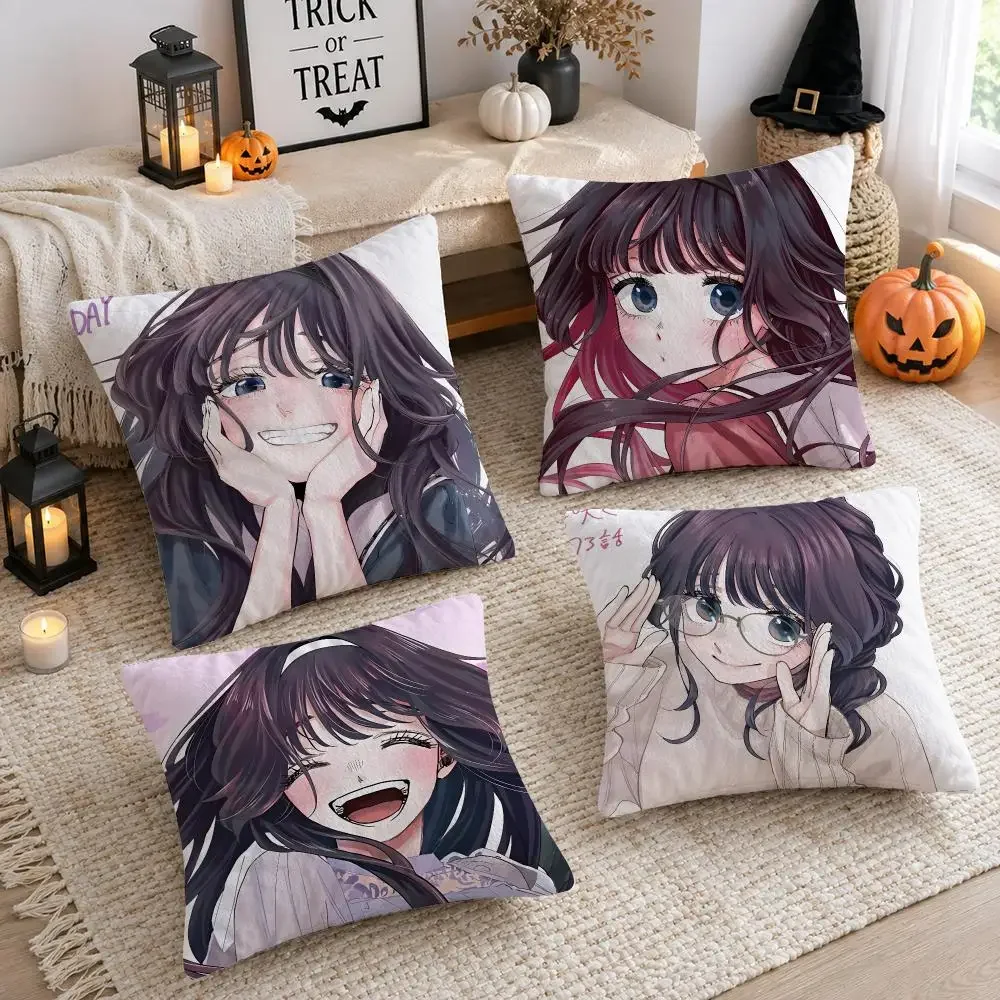 K-Kaoru Hana Wa Rin To Saku Kaoruko Waguri Cushion Cover Decorative Pillow Case With Hidden Zipper Cutecore Room Decor For Home