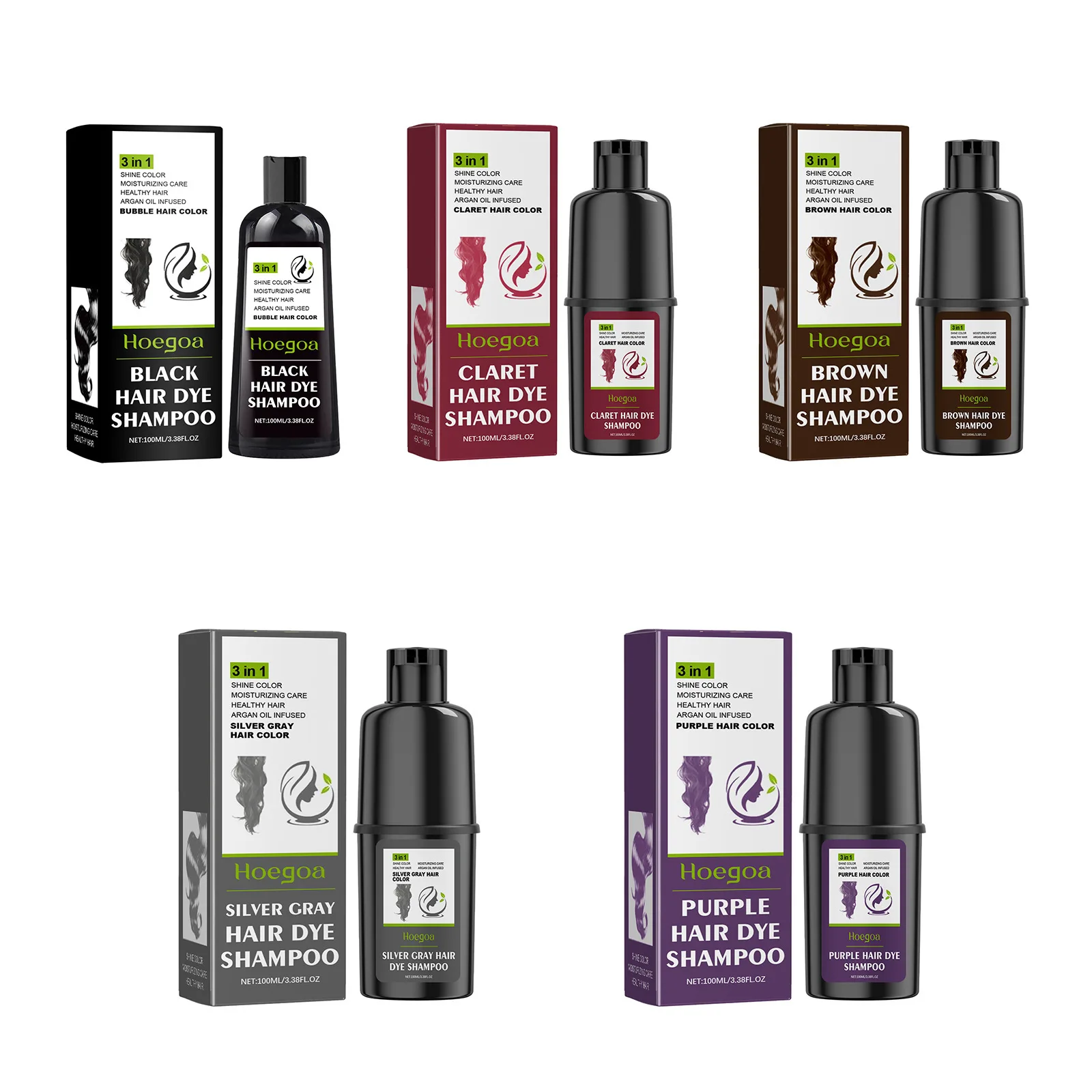 3 In 1 Hair Coloring Shampoo Natural Nourish Black Purple Hair Dye For Men Women Non Irritating Repair Fashion Hair Styling Tool
