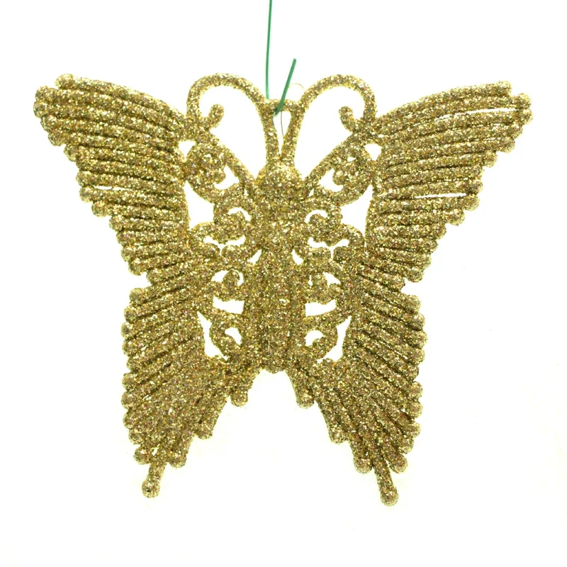 Christmas gold powder plastic color match butterfly small pendant export foreign trade original list