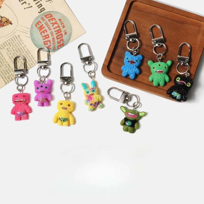 FUGGLER Junges Monster Anime Cartoon Hässliches Niedliches Kleines Monster Schlüsselanhänger Lustiger Bunter Pelzmonster Rucksackanhänger Accessoire – Detail 5