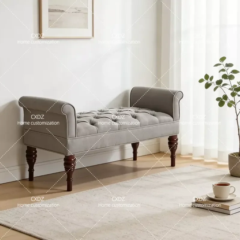 New Chinese Style Bedside Stool Simple Bedroom Clothes Bench Linen Couch Nordic Shoe Changing Stool