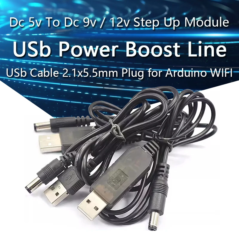 USB Power Boost Line DC 5V to DC 9V / 12V Step UP Module USB Converter Adapter Cable 2.1X5.5MM Plug