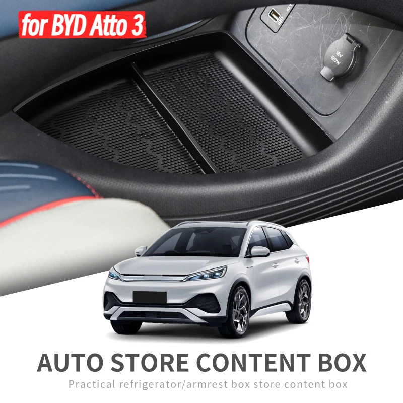 

for BYD Atto 3 Center Console Lower Layer Storage Box Car Central Tray TPE Organizer Accessories Tidying
