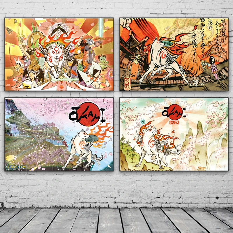 Popular Game Okami Canvas Poster Cartoon HD Paint Wall Art Prints for Modern Bedroom Boys Room Home Art Decor Poster Pictures