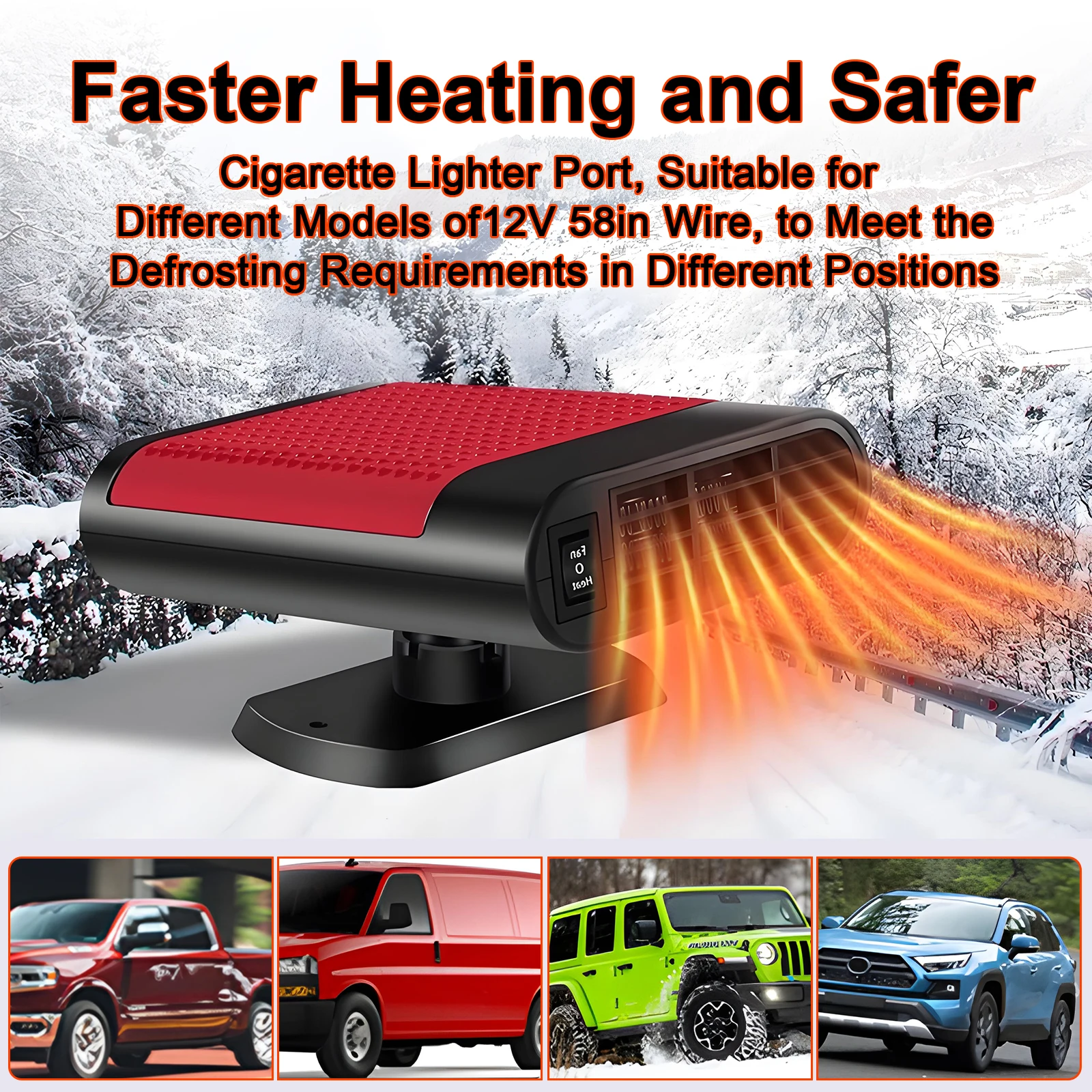 

Hipacool 24V 12V Car Heater Car Windshield Fast Heating Defrost Defogger Warm Air Purification 360°Rotation Interior Accessories