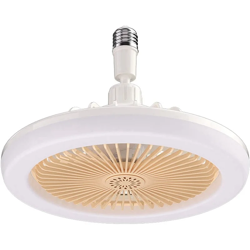 

E27 Ceiling Fan with Lights,Enclosed Low Fan Light,Hidden Electric Fan Gimbal Lamp Holder(Cream Color)