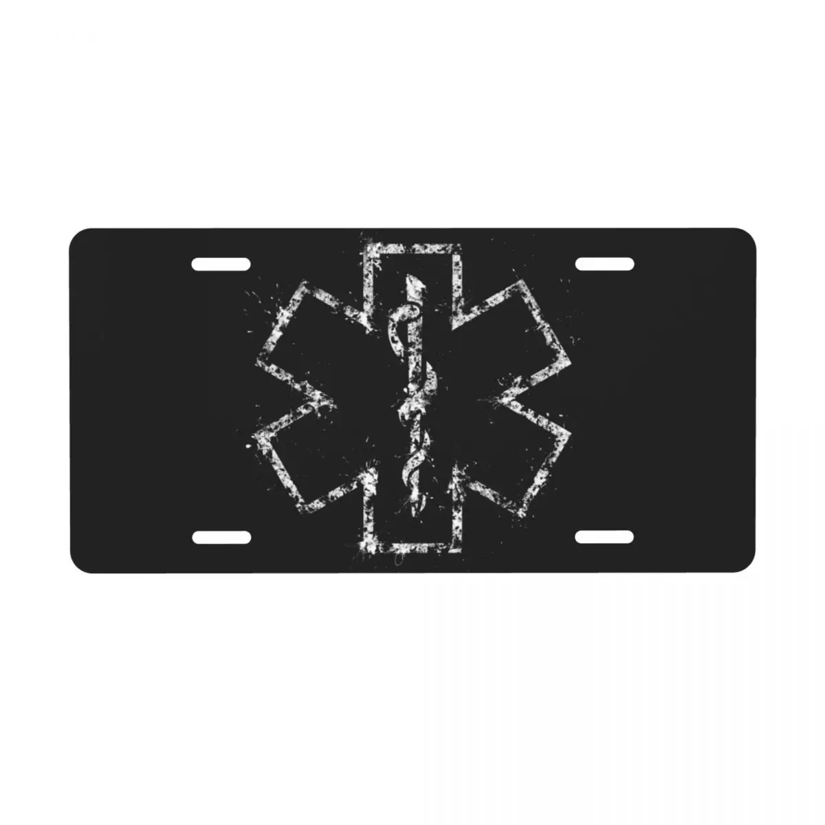 Star Of Life EMT License Plate Emergency Medical Paramedic Decorative Car Front License Plate Cover Aluminum Vanity Tag