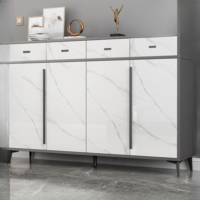 

Modern, minimalist and luxurious foyer shoe cabinet for household use. Solid wood storage and storage at the entrance.