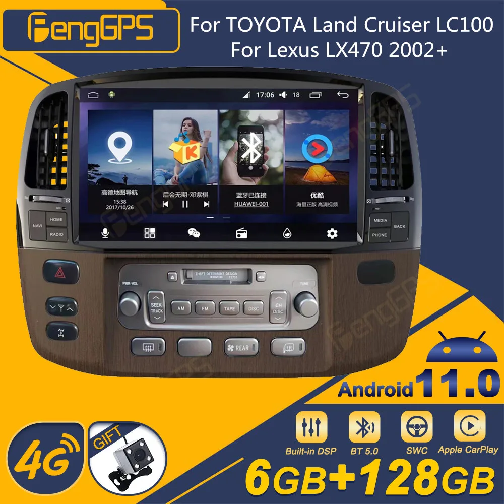 

For TOYOTA Land Cruiser LC100 For Lexus LX470 2002+ Android Car Radio 2Din Stereo Receiver Autoradio Multimedia DVD Player GPS