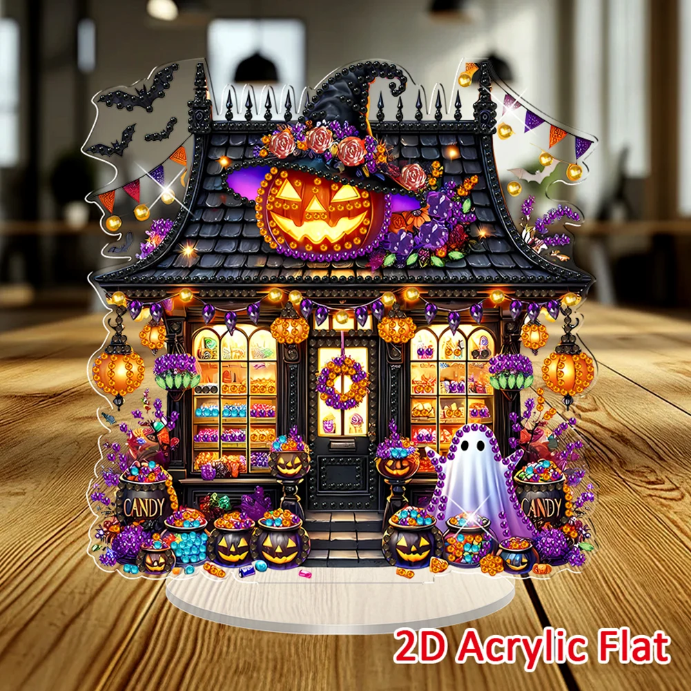 

5D DIY Алмазные Художественные Настольные Украшения 2D Плоский Принт Хэллоуин DIY Настольная Алмазная Живопись Наборы Орнаментов для Взрослых Новичок