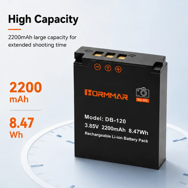Akumulator 2200mAh DB-120 DB120 do Ricoh GR IV GR4, zamiennik, akumulator litowo-jonowy do aparatu, wysoka pojemność, akcesoria. — zdjęcie produktu 3