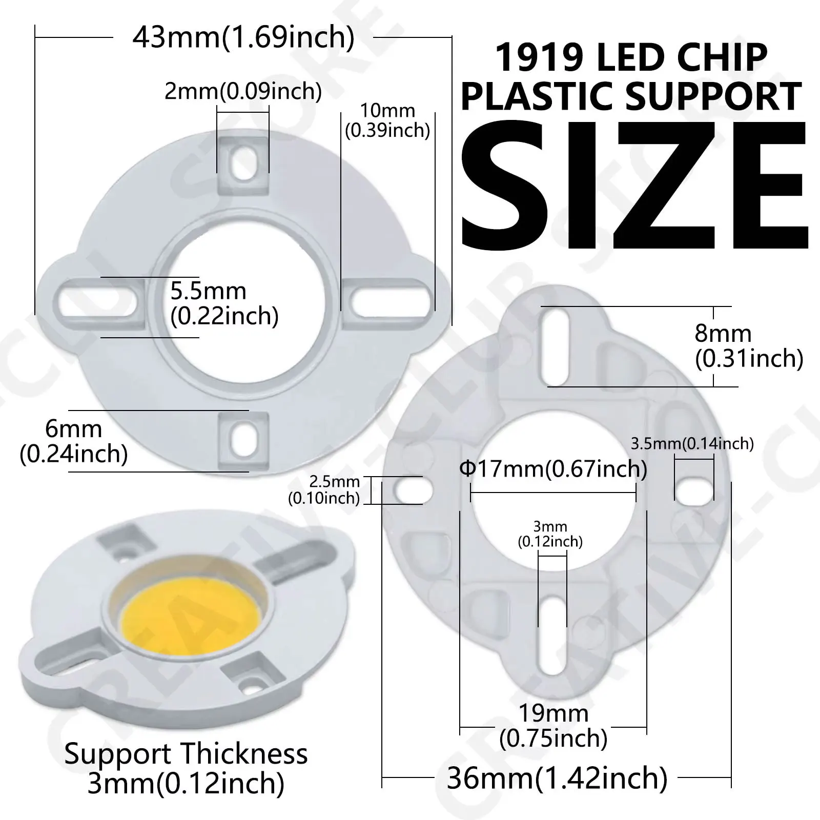 500 Stück 1919 17mm LED-Lampenhalterung COB LED Taschenlampenhalterung Glühbirnenhalterung Spotlight Downlight Lampenhalterung – Detail 2