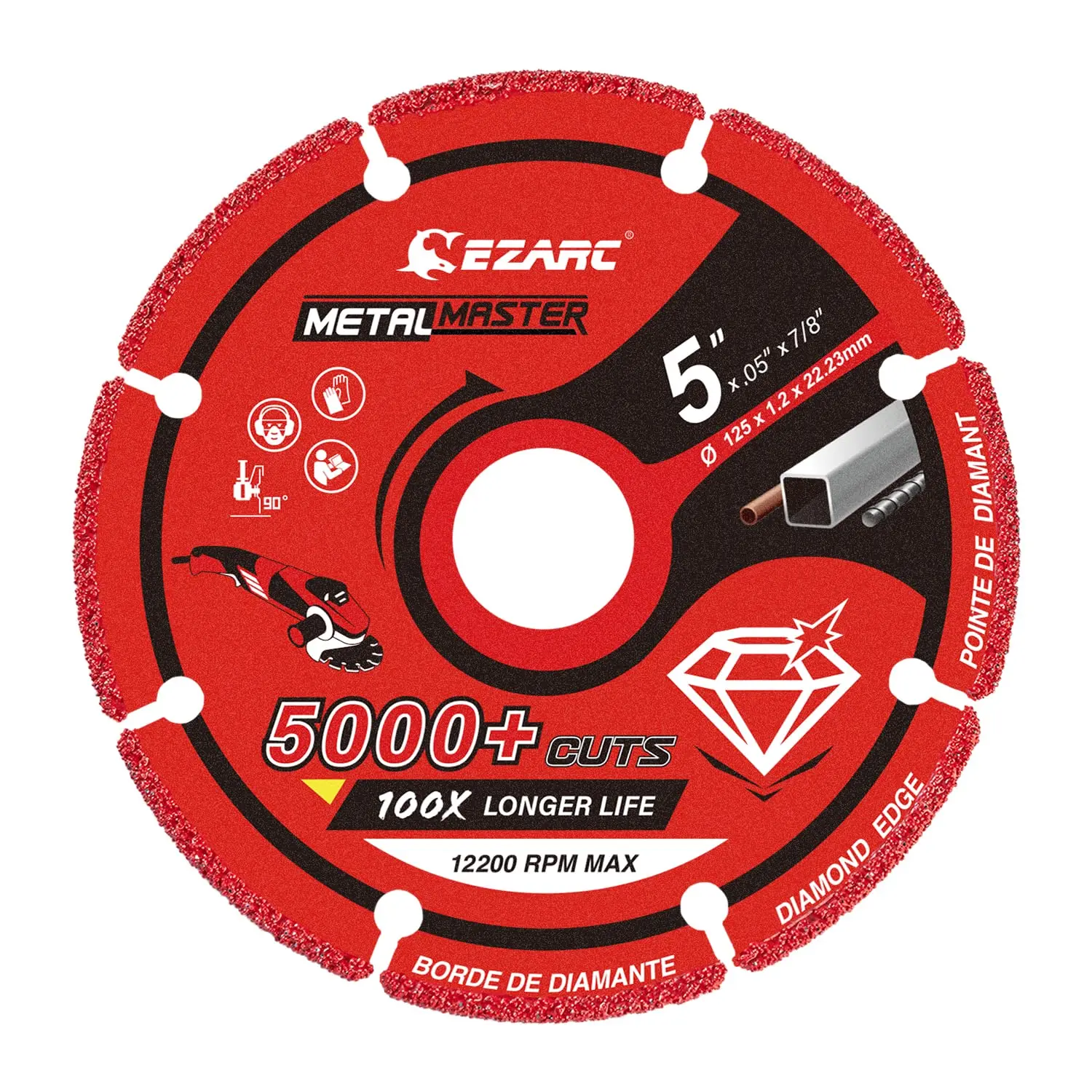 EZARC 125mm Cutting Disc for Metal, INOX, Rebar, Steel, Iron, Diamond Cutting Wheel with 5000+ Cuts, Metal Saw Blades Cut Tool
