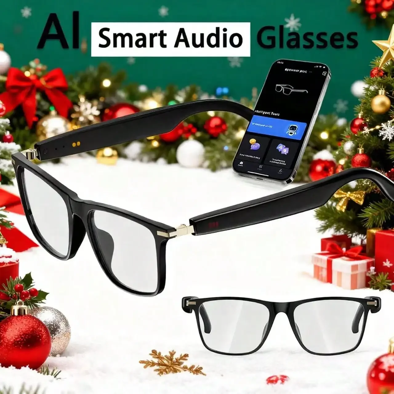 

AI Smart Glasses With Real-Time Translation (100+ Languages), Chatbot,,, Built-In Mic/Speaker & HD Music - Ic Smart Audio Glasse