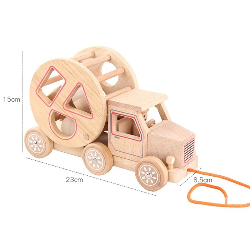 Bambini Pull Car in legno assemblaggio di blocchi di costruzione forma gioco di abbinamento giocattolo educativo per bambini Puzzle giocattoli di apprendimento