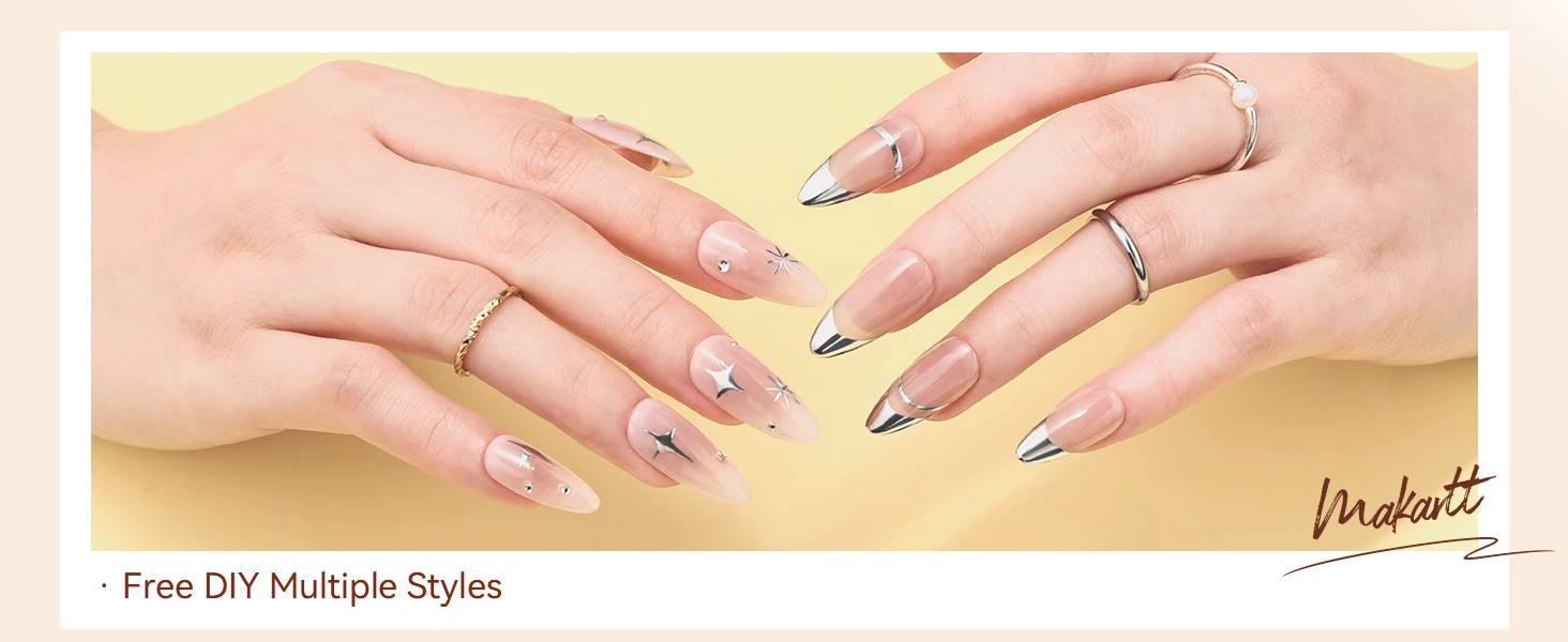 Metallic Gel Nagellack Set: Silber & Gold Chrom Gel Nagellack 3D Metall Malgele Spiegel Nagellack Aushärtung mit UV/LED erforderlich – Detail 4