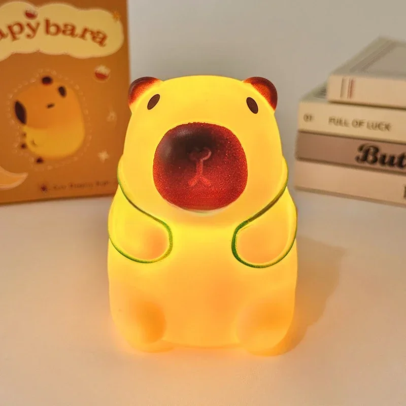 Cute Capybara Night Light Cute Cartoon Silicone Creative Bedside Sleep Night Lamp Room Decor Birthday Christmas Gift
