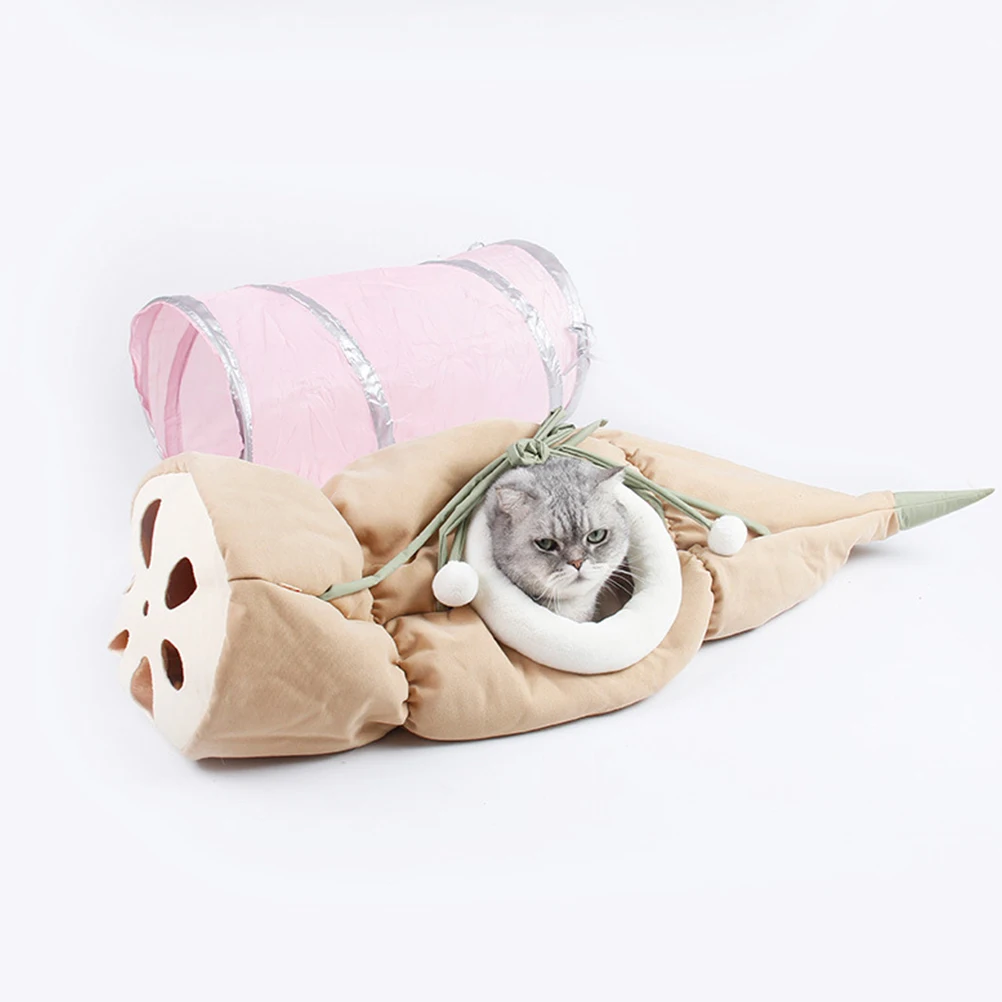 

Cat Folding Tunnel Kitten Hanging Bed Indoor Cat Post Cave Hammock Toy Set Comfortable Play Sleeping Nest Random Color