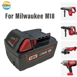 สําหรับ Milwaukee M18 แบตเตอรี่ 18V 9.8Ah 12.8Ah เปลี่ยนแบตเตอรี่ลิเธียมสําหรับ Milwaukee M18Battery 48-11-1850 48-11-1815 2604-22