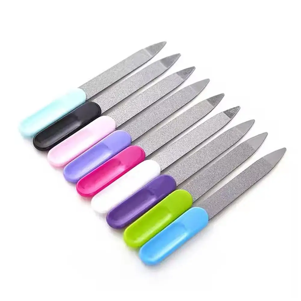 1pc Nail Art Metal Files Plastic Handle Double Sided Polish Gel Pro Manicure Pedicure UV Nail Acrylic DIY Nail Files File T B6N5