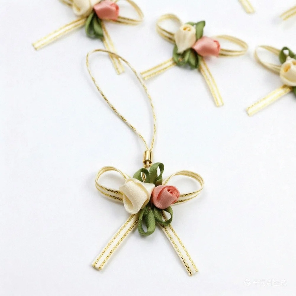 (20 Stück/50 Stück/100 Stück) 4,5cm Rosenknospen-Schleifen Weiß Rosa 2 Rosen-Schleifen Hochzeitsgeschenkbox Haaraccessoires Heimdekoration – Detail 5