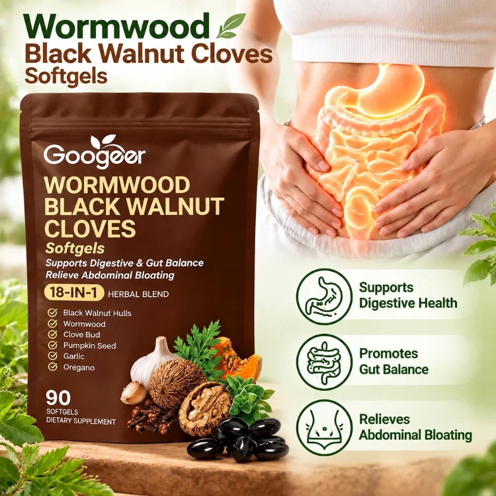 Wormwood Black Walnut Cloves Softgels Supports Digestive & Gut Balance Relieve Abdominal Bloating 18-in-1 Herbal Blend 90 Count
